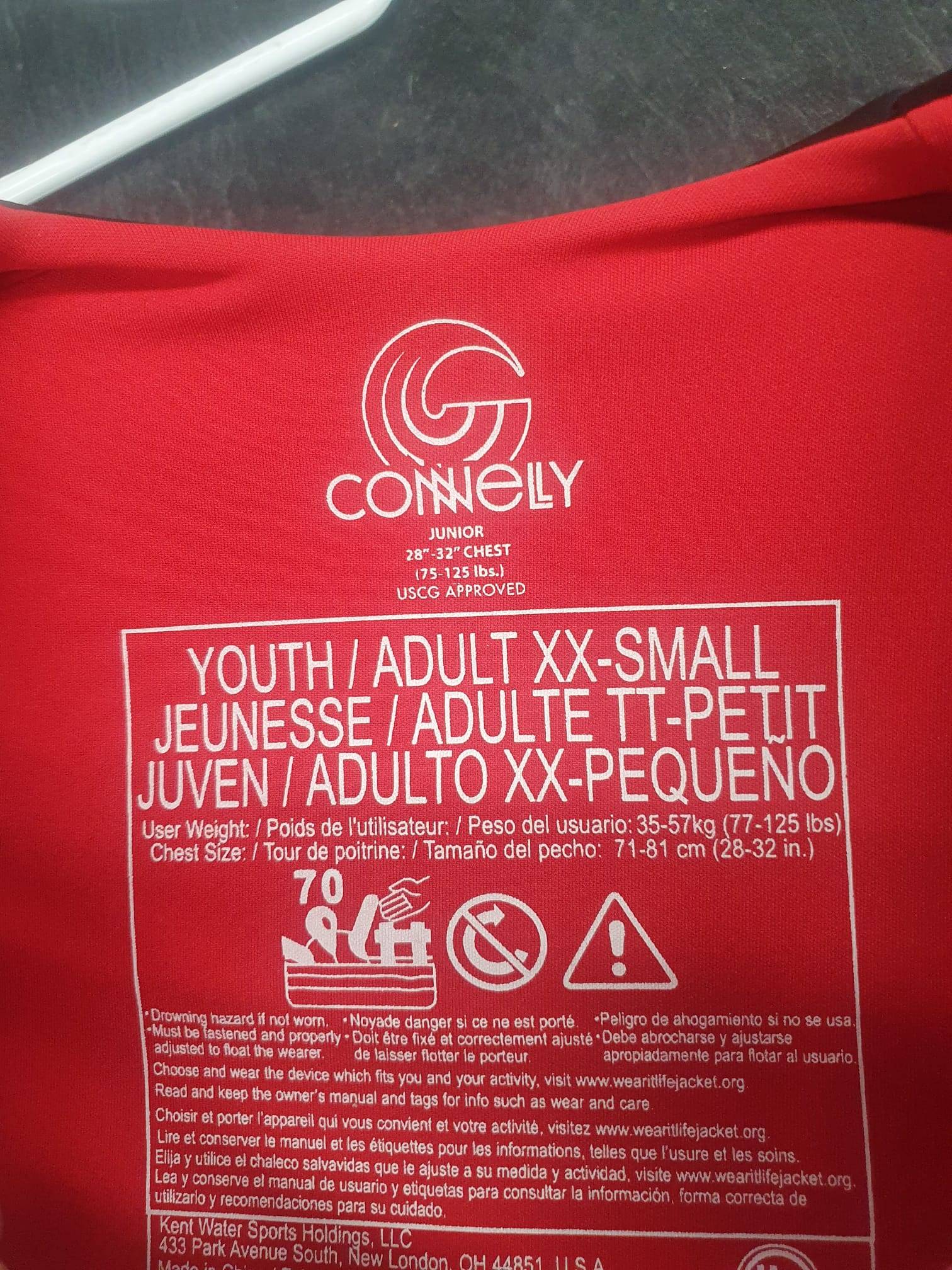 Connelly Life Jacket - Youth / Adult XX Small - USCG Approved
