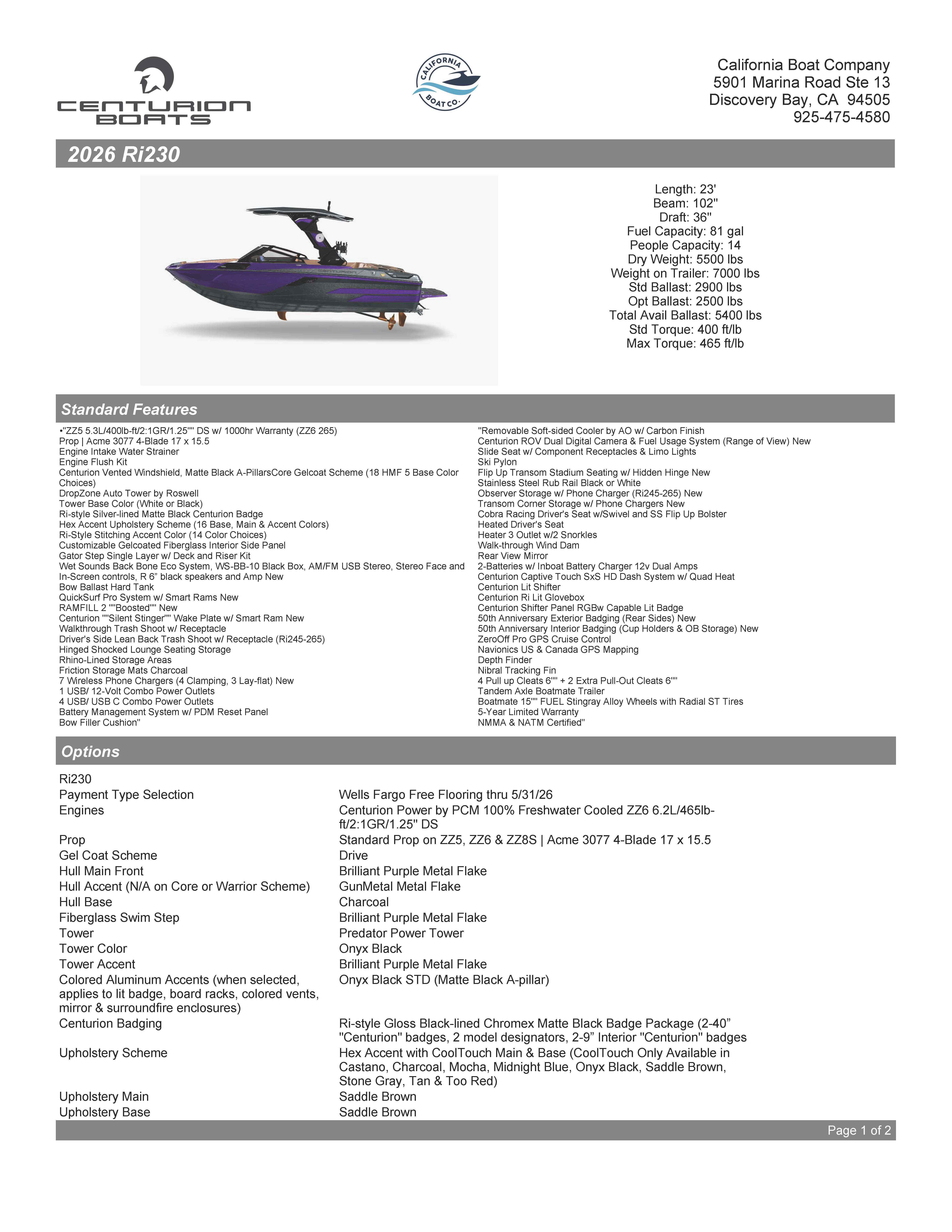 2026 Centurion Ri230-2